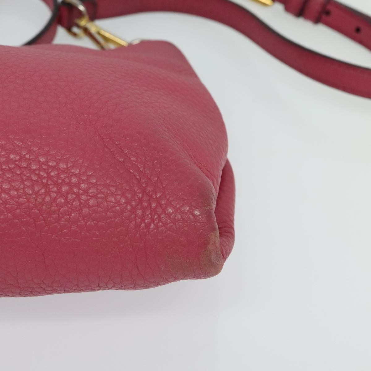 Prada PRADA Shoulder Bag Leather Pink Gold Authentic BD1620