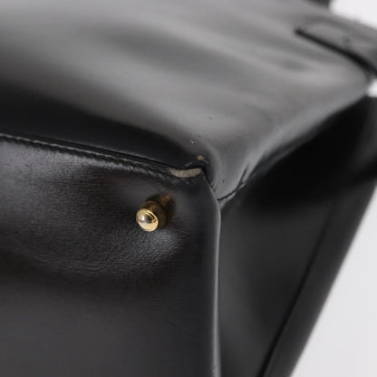 Gucci GUCCI Hand Bag Leather Black Gold Authentic BA9107