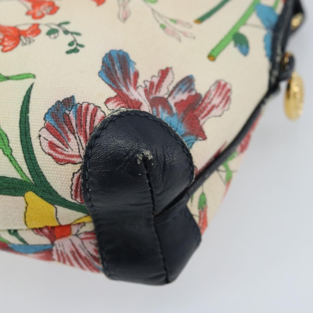 Gucci GUCCI Flora Shoulder Bag Canvas Leather White Gold 007 115 1093 Authentic ep13906