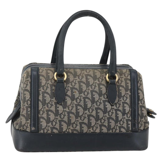 Dior Christian Dior Trotter Canvas Hand Bag Navy Gold Authentic gh760