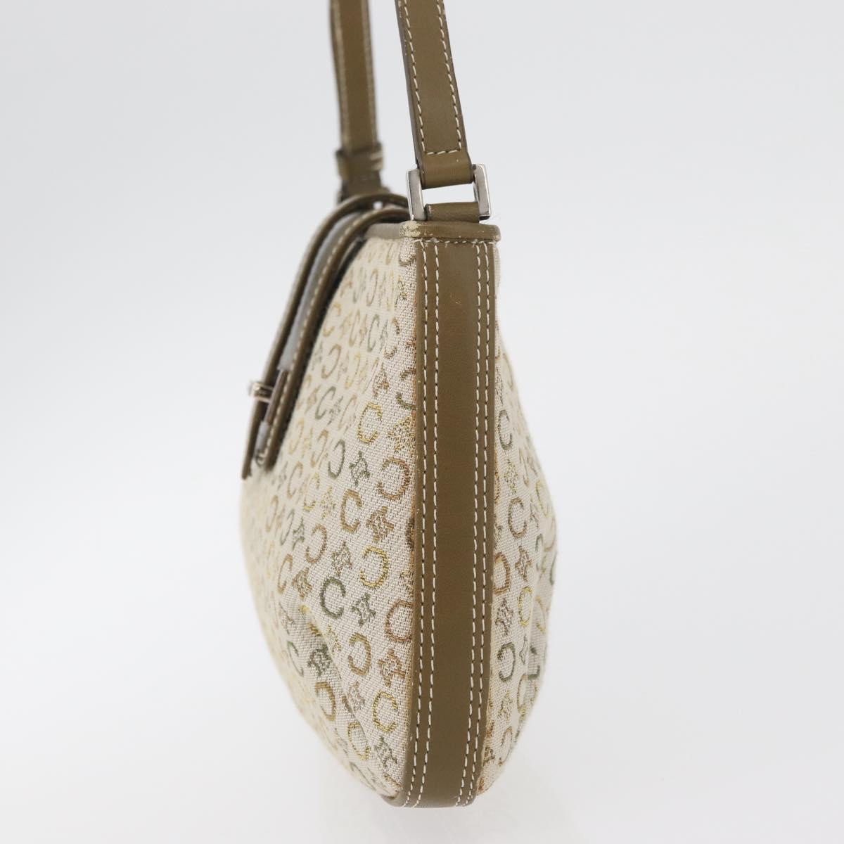 Celine CELINE C Macadam Canvas Shoulder Bag Beige Silver Authentic 176486A
