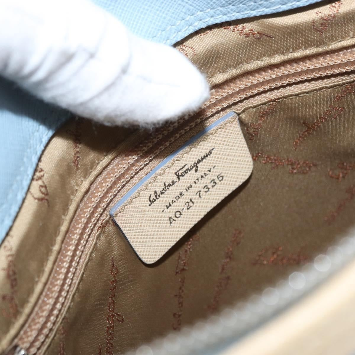 Salvatore Ferragamo Salvatore Ferragamo Gancini Shoulder Bag Leather Light Blue Silver Authentic fm5224