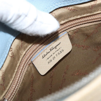 Salvatore Ferragamo Salvatore Ferragamo Gancini Shoulder Bag Leather Light Blue Silver Authentic fm5224