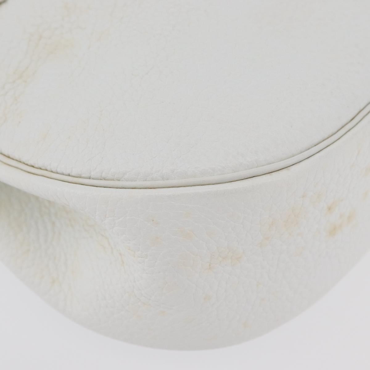 Dior Christian Dior Shoulder Bag Leather White Gold Authentic 176489