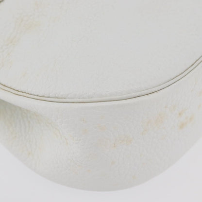 Dior Christian Dior Shoulder Bag Leather White Gold Authentic 176489