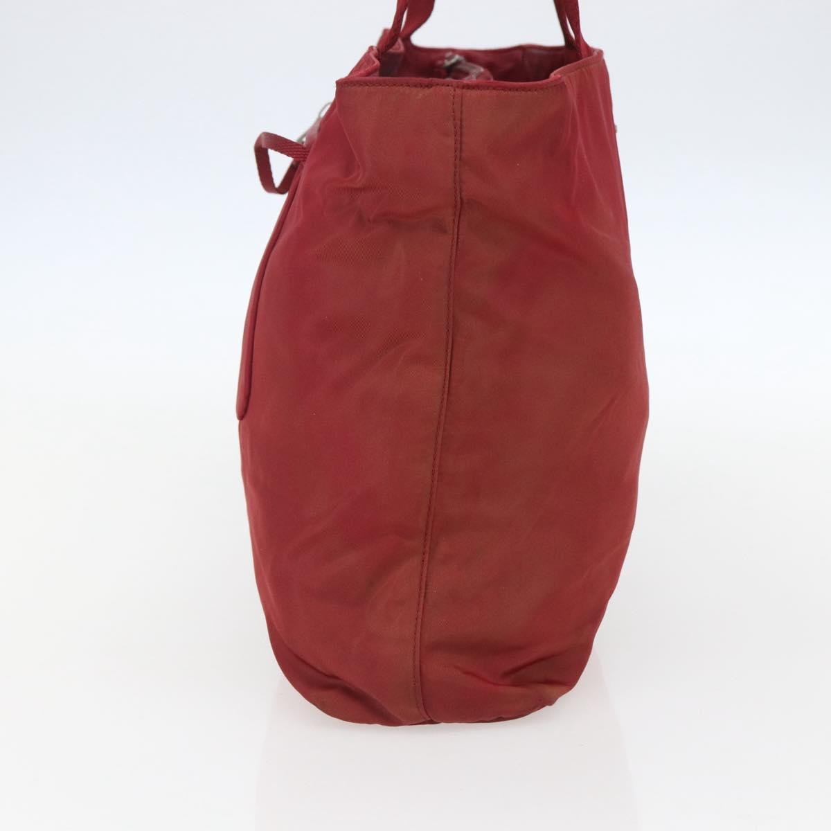 Prada PRADA Tote Bag Nylon Red Silver Authentic 156926