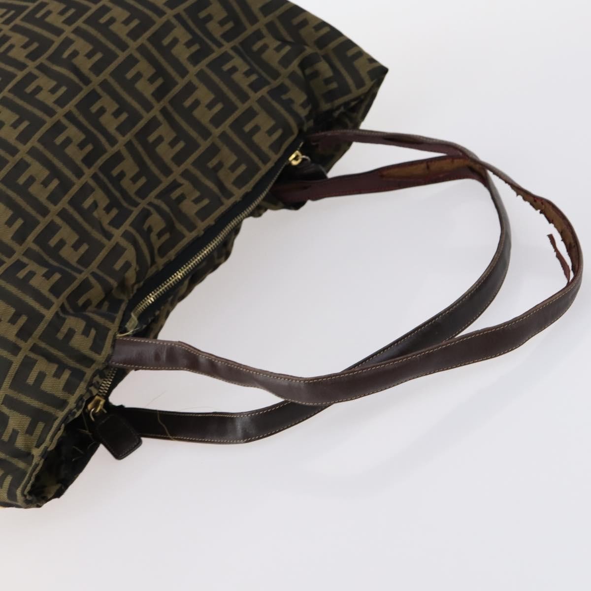 Fendi FENDI Zucca Canvas Zucchino Canvas Hand Bag Enamel 2 Set Black Brown Authentic hk3167