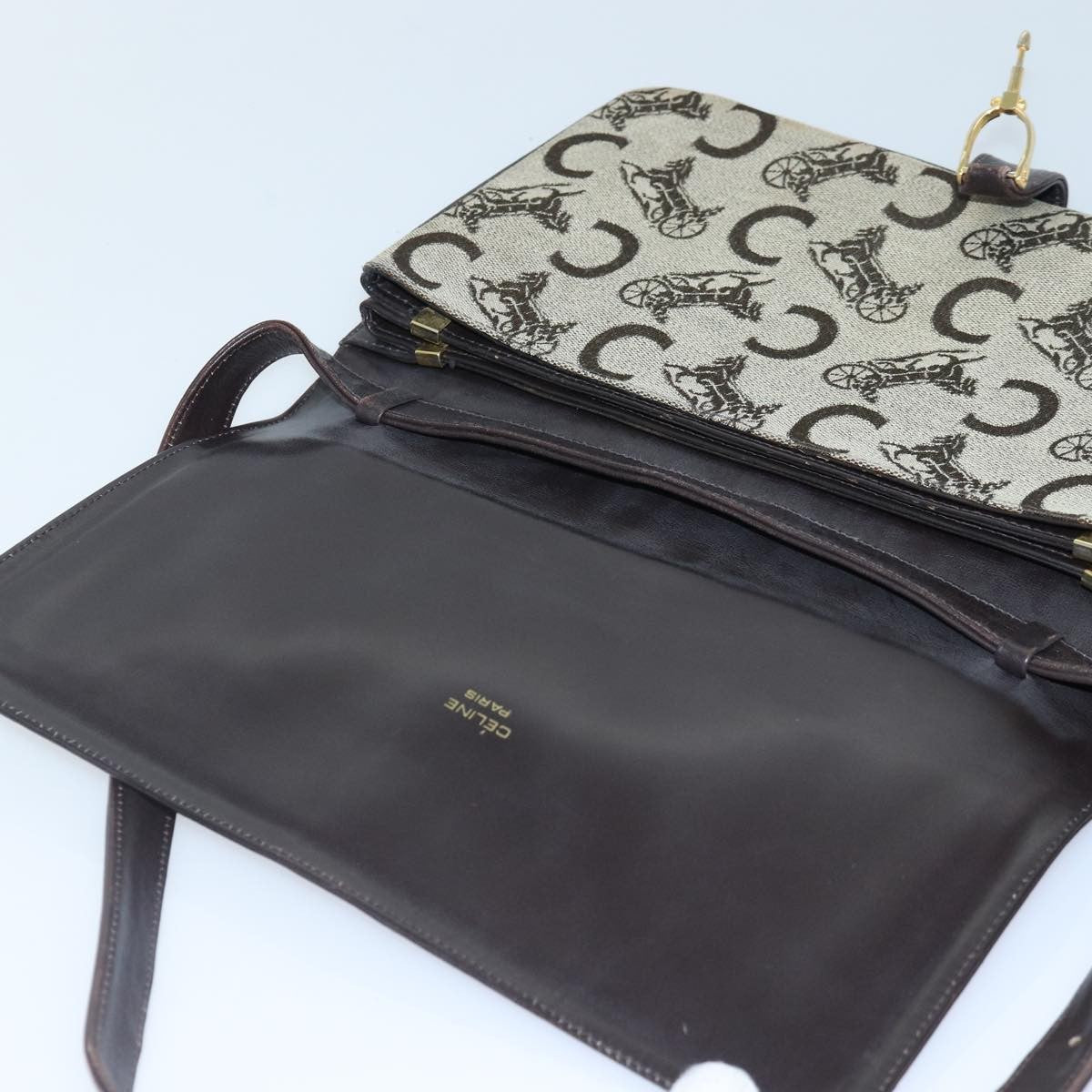 Celine CELINE C Saluki Shoulder Bag Canvas Beige Authentic 88426