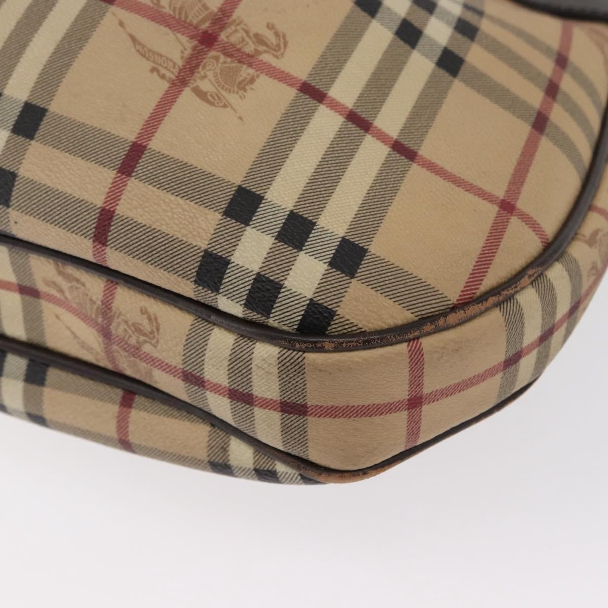 Burberry BURBERRY Nova Check Shoulder Bag PVC Beige Gold Authentic 165209