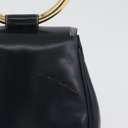 Loewe LOEWE Hand Bag Leather Navy Gold Authentic BA11340