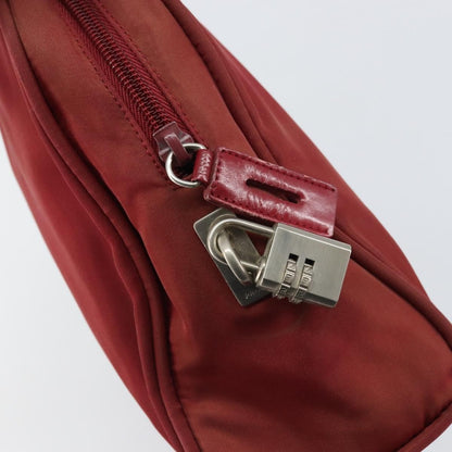 Prada PRADA Hand Bag Nylon Red Silver Authentic BA8645