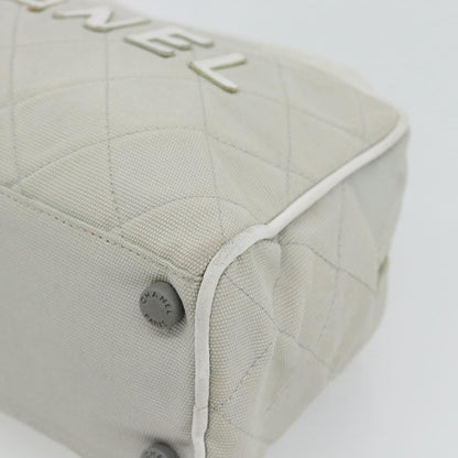 Chanel CHANEL Hand Bag Canvas Leather Gray Silver CC Authentic ka4399A