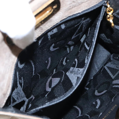Salvatore Ferragamo Salvatore Ferragamo Gancini Chain Shoulder Bag Suede Gray Gold Authentic 96186