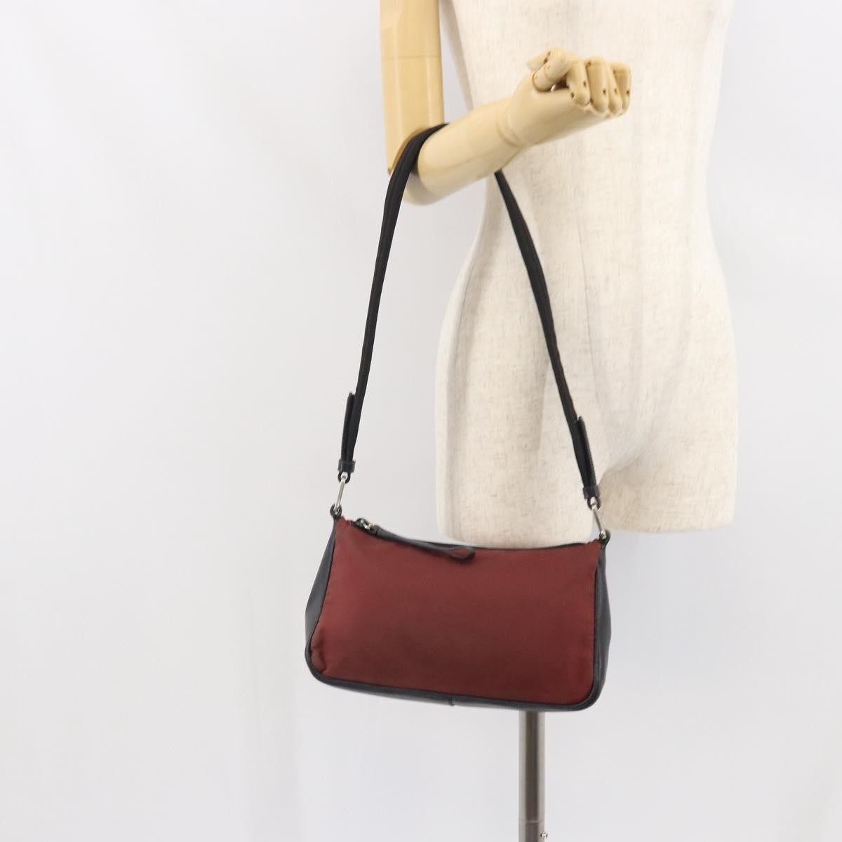 Prada PRADA Shoulder Bag Nylon Red Silver Authentic ep12904
