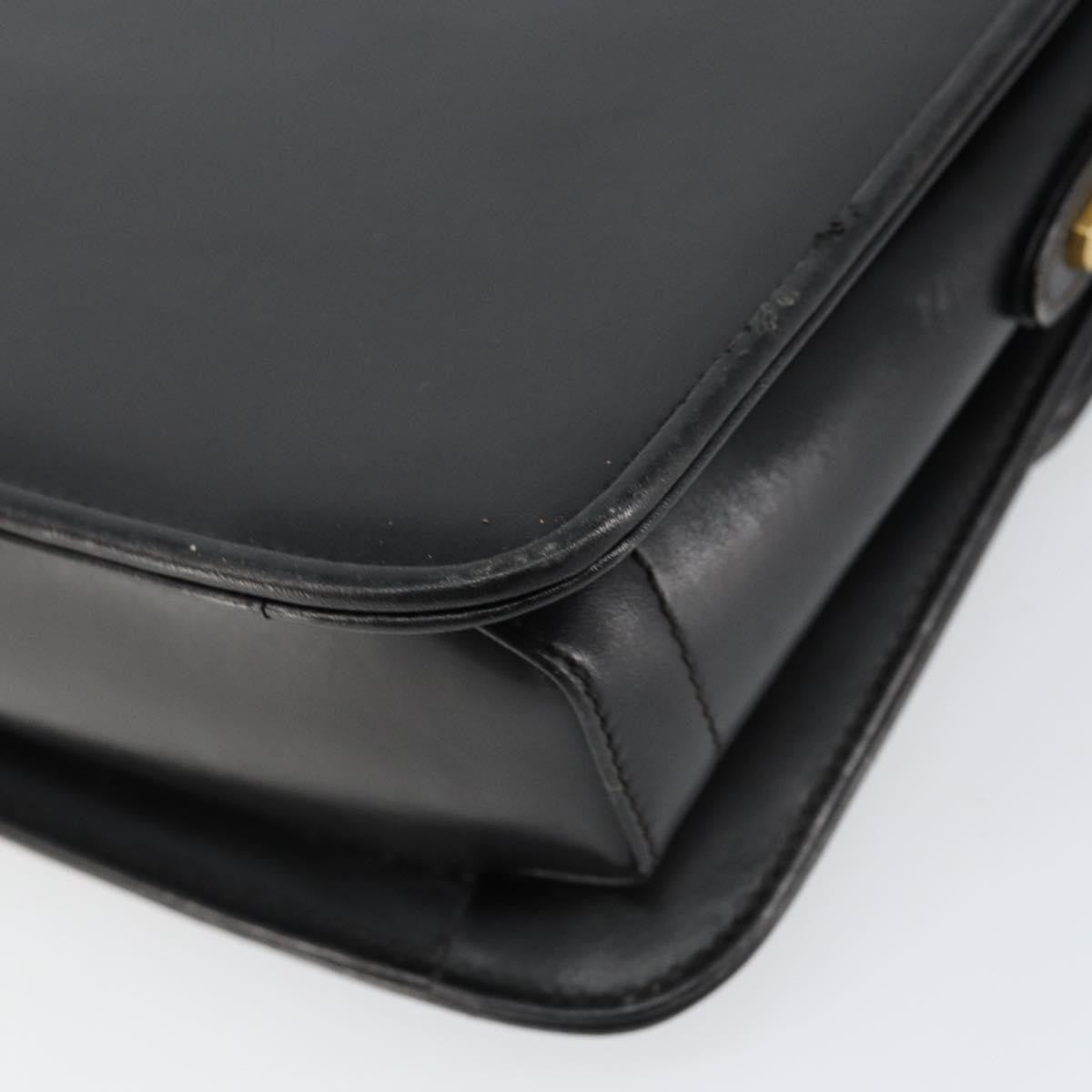 Gucci GUCCI Web Sherry Line Shoulder Bag Leather Black Gold Authentic SW1764