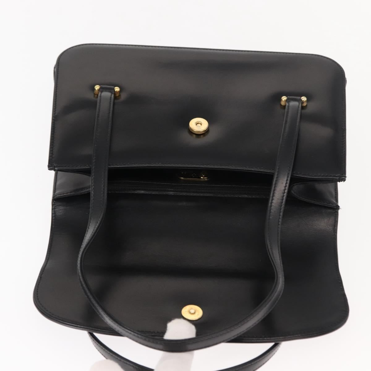 Gucci GUCCI Hand Bag Leather Black Gold Authentic 149354
