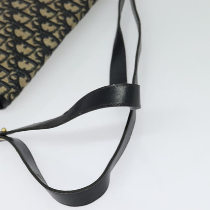 Dior Christian Dior Trotter Canvas Shoulder Bag Navy Gold Authentic BD2178