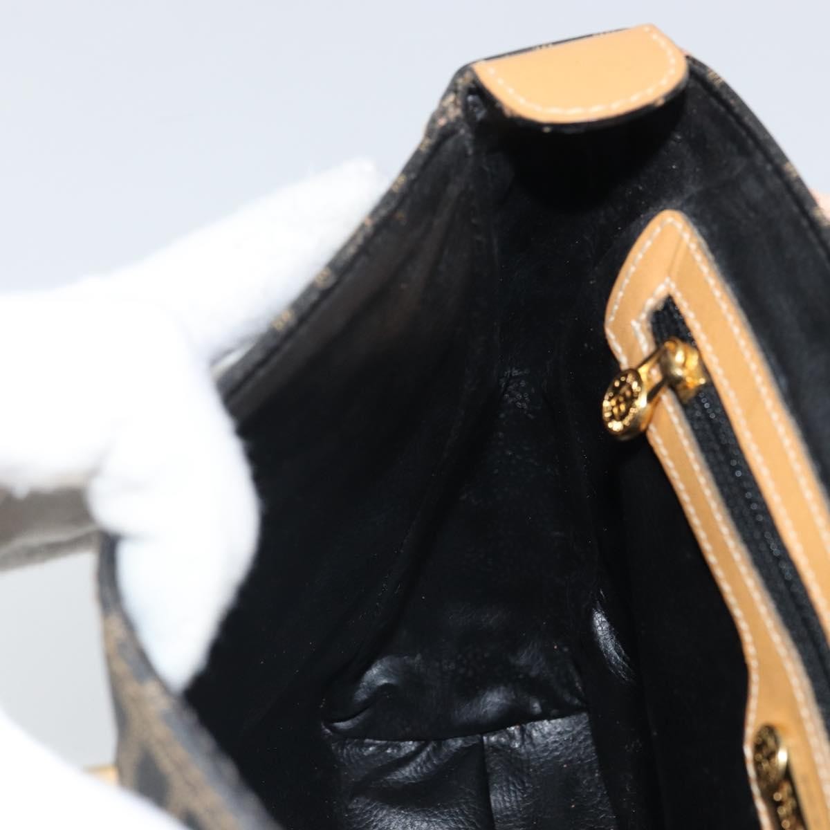 Fendi FENDI Zucca Canvas Hand Bag PVC Brown Black Authentic 158200