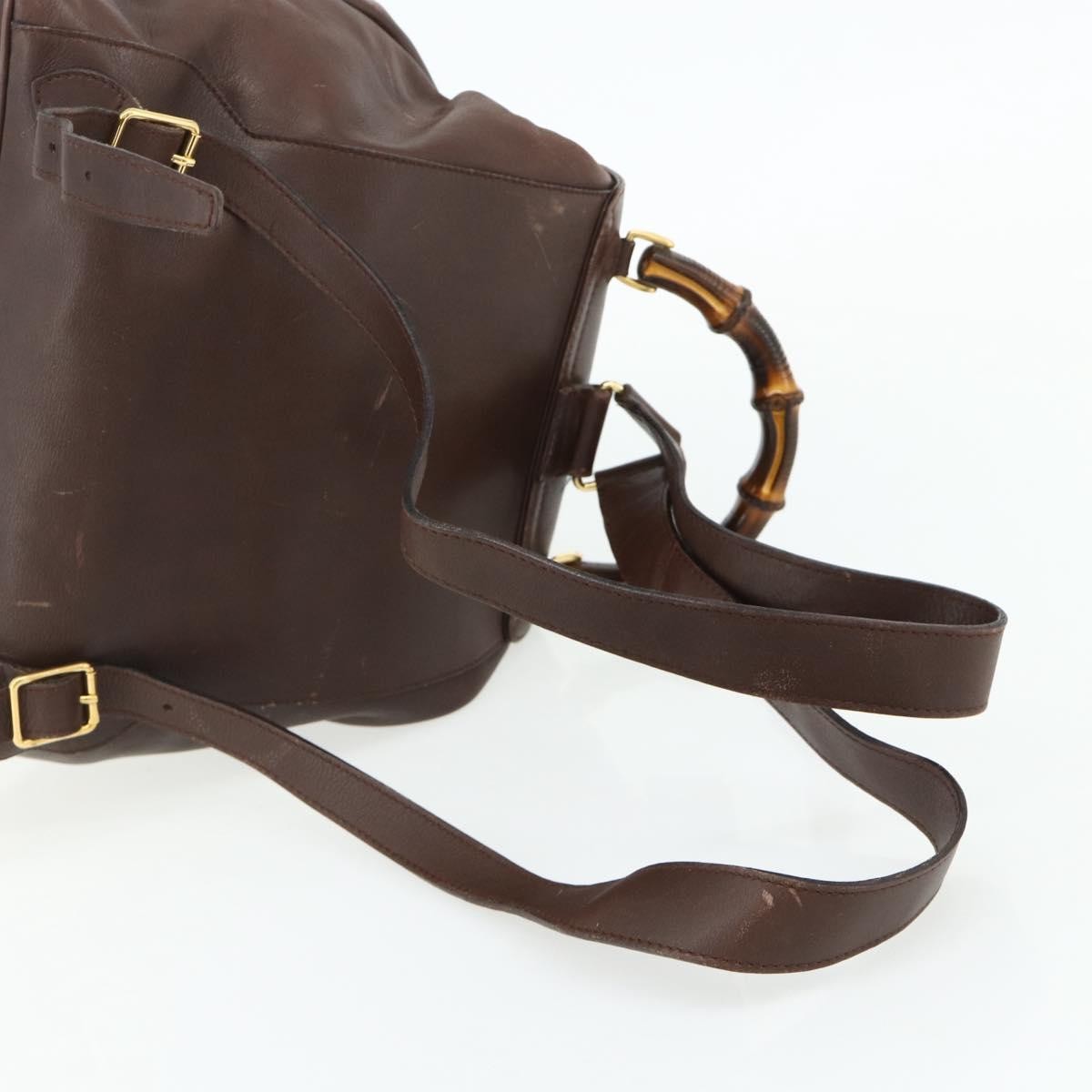 Gucci GUCCI Bamboo Backpack Leather Brown Gold 003 58 0016 Authentic 178057 Bag