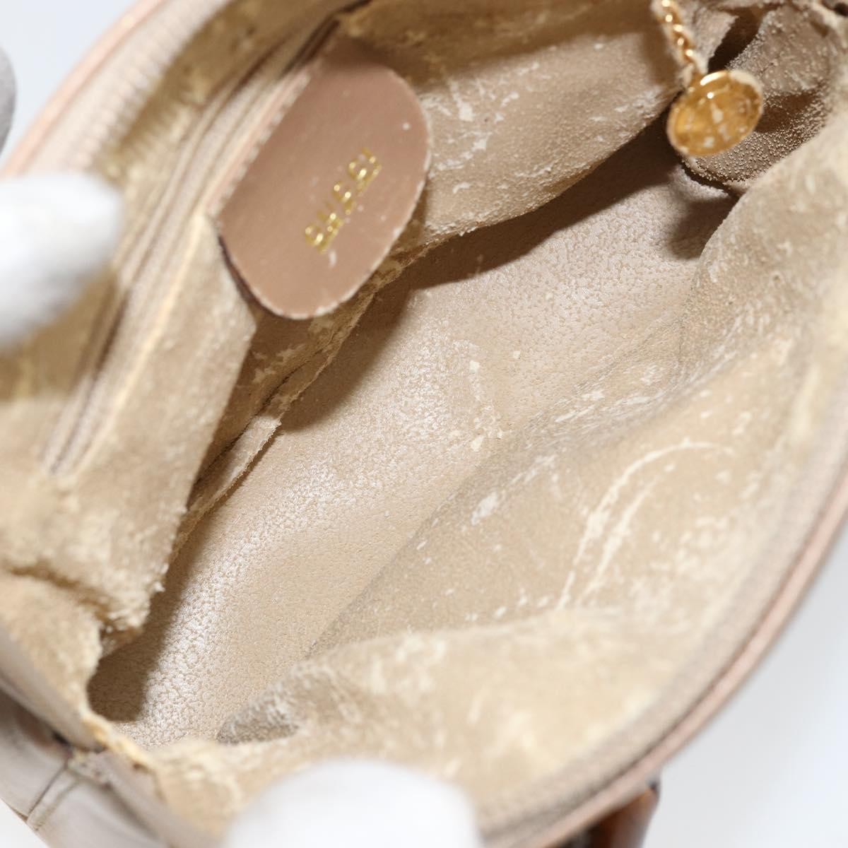 Gucci GUCCI Bamboo Hand Bag Leather 2way Beige Gold 007 2865 0231 Authentic 143591