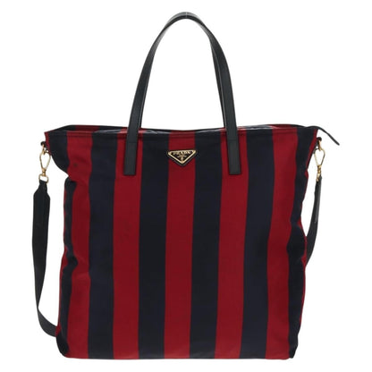 Prada PRADA Tote Bag Nylon 2way Red Navy gold Authentic 158700