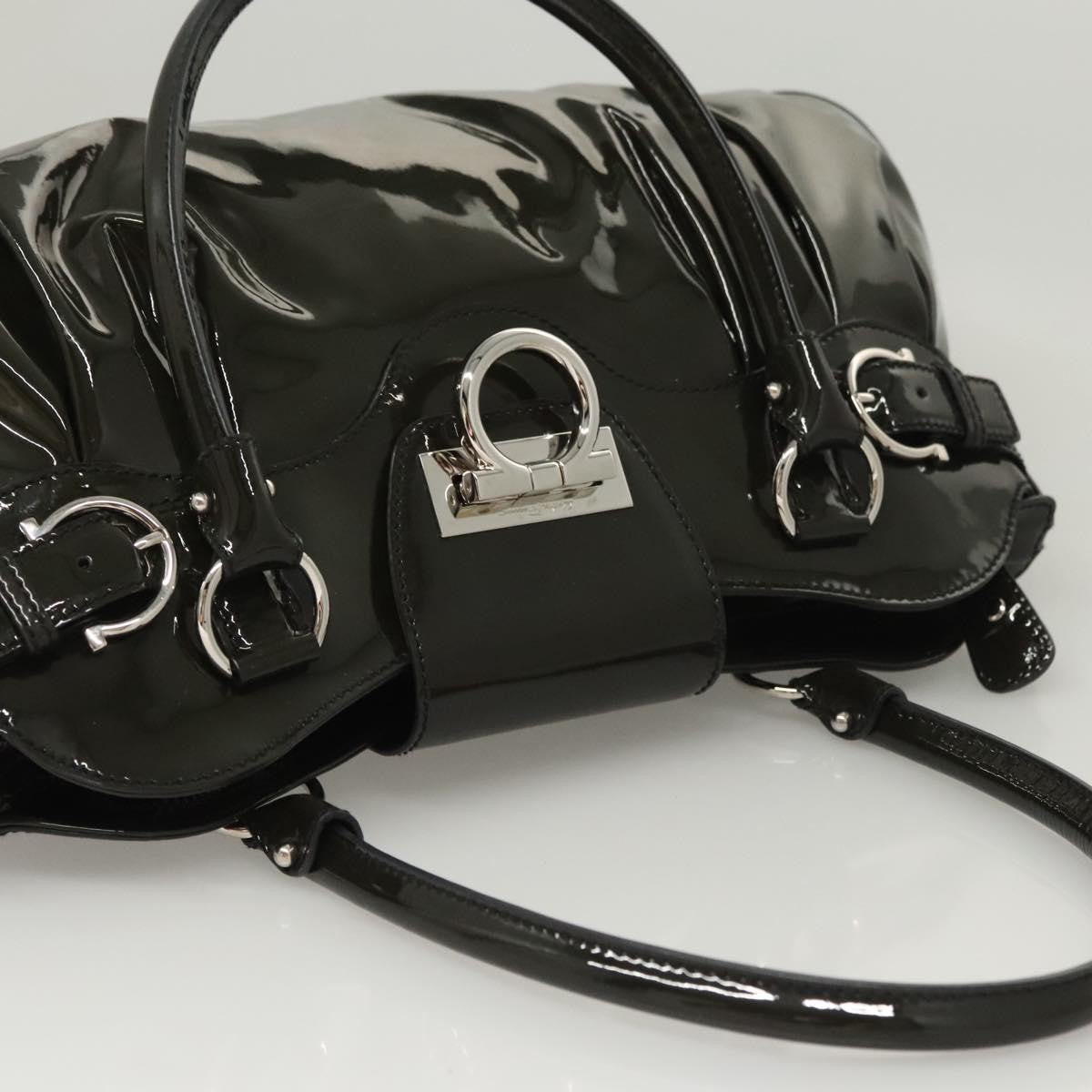 Salvatore Ferragamo Salvatore Ferragamo Gancini Hand Bag Enamel Green Silver Authentic 126114