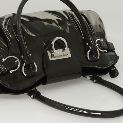 Salvatore Ferragamo Salvatore Ferragamo Gancini Hand Bag Enamel Green Silver Authentic 126114