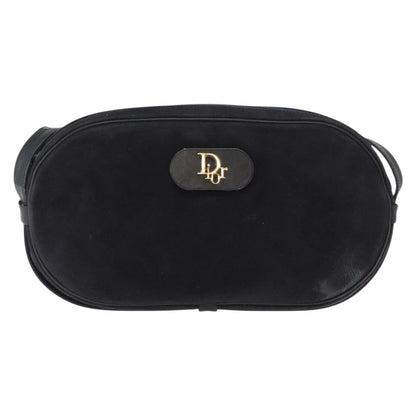 Dior Christian Dior Shoulder Bag Suede Black Gold Authentic 157242