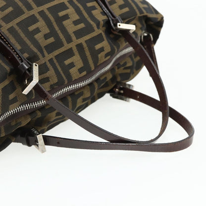 Fendi FENDI Zucca Canvas Hand Bag Black Brown Authentic 175169