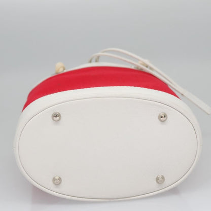 Burberry BURBERRY Blue Label Hand Bag Canvas Leather Red White Silver Authentic 113132