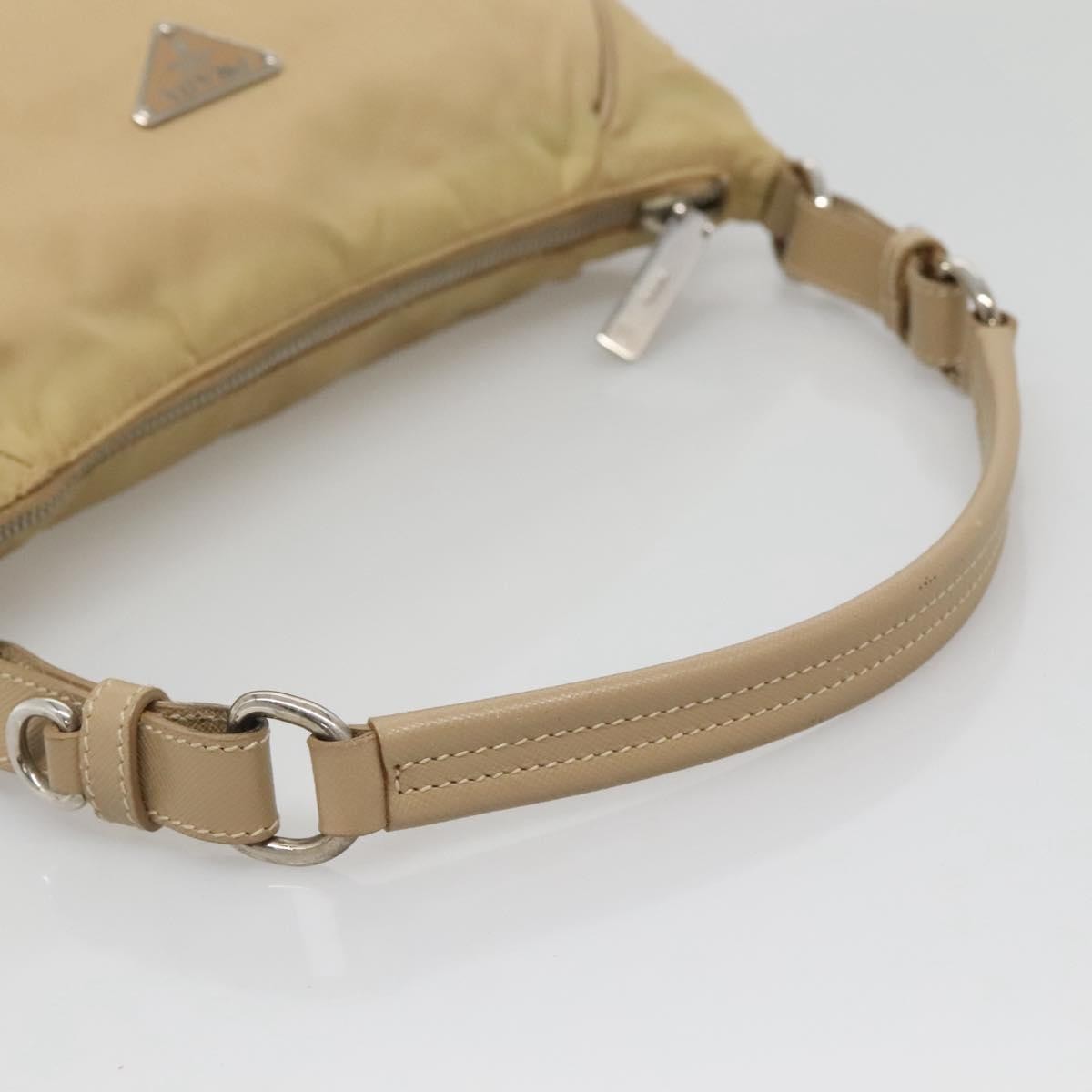 Prada PRADA Shoulder Bag Nylon Beige Silver Authentic 120952