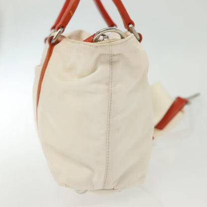 Prada PRADA Hand Bag Nylon 2way White Silver Authentic ti3400