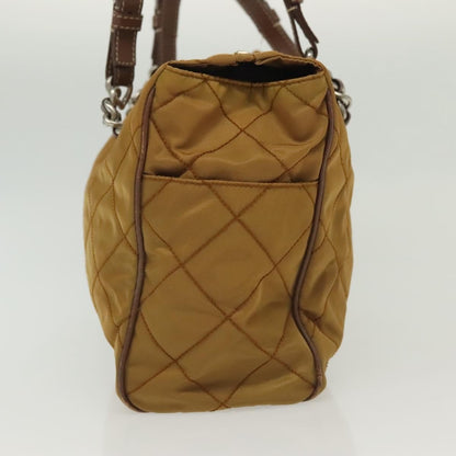 Prada PRADA Chain Shoulder Bag Nylon Beige Silver Authentic 140091
