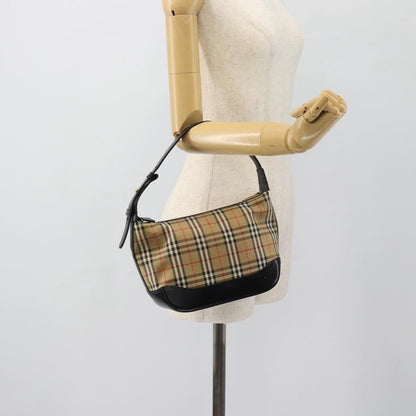 Burberry BURBERRY Nova Check Shoulder Bag Canvas Beige Gold Authentic 182559