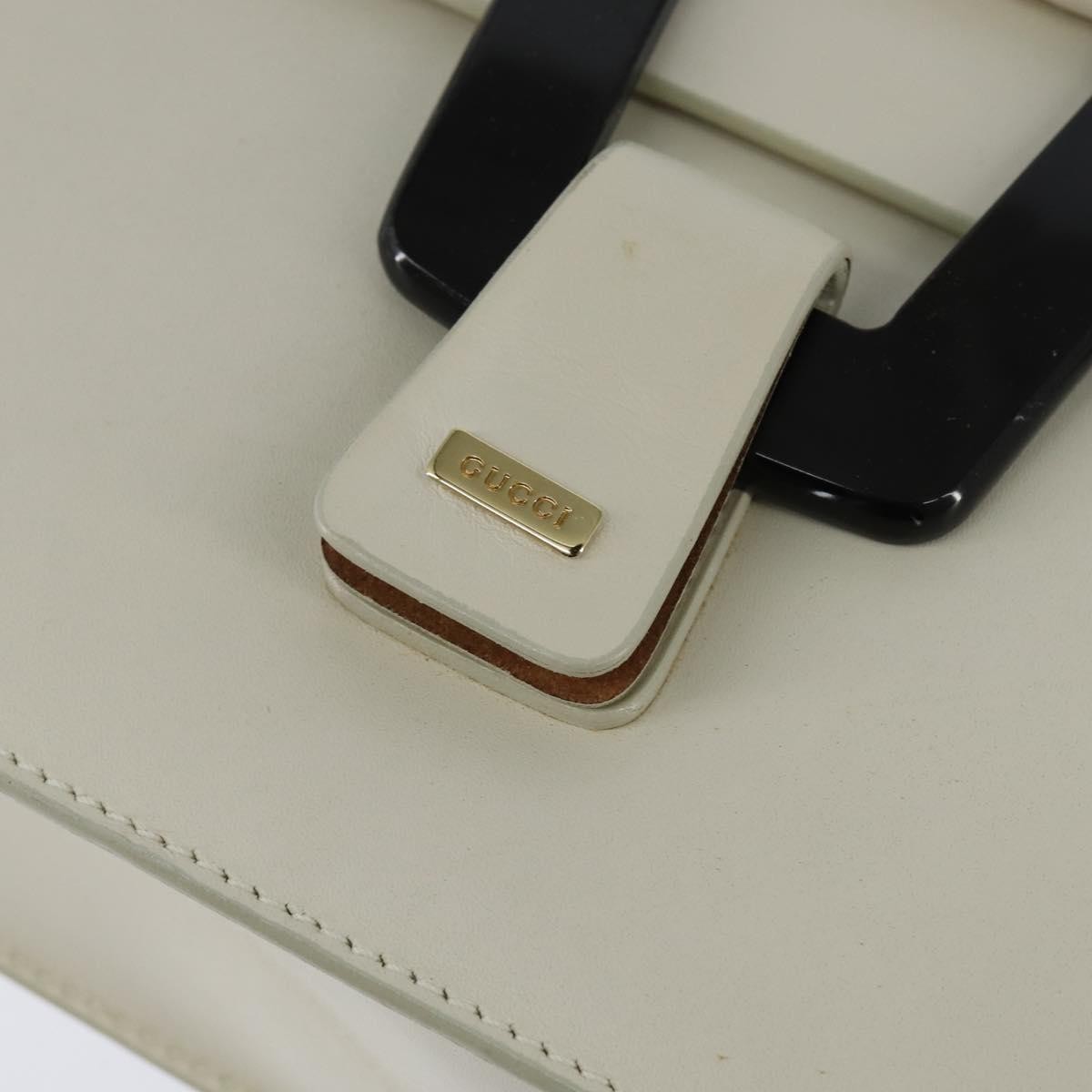 Gucci GUCCI Shoulder Bag Leather White Gold Authentic BA7470
