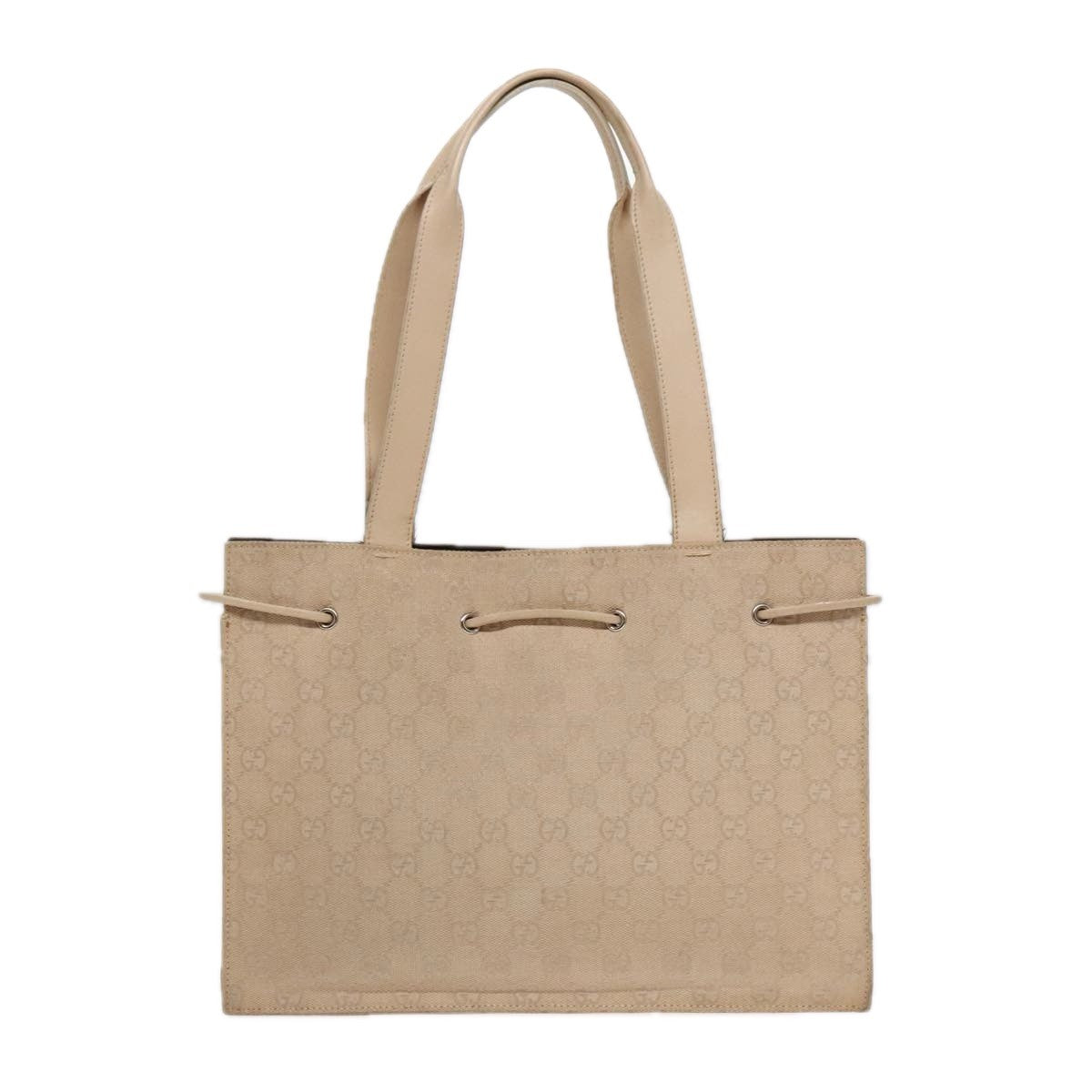 Gucci GUCCI GG Canvas Tote Bag Beige Silver 002 1053 Authentic 90509