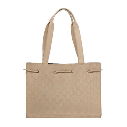 Gucci GUCCI GG Canvas Tote Bag Beige Silver 002 1053 Authentic 90509