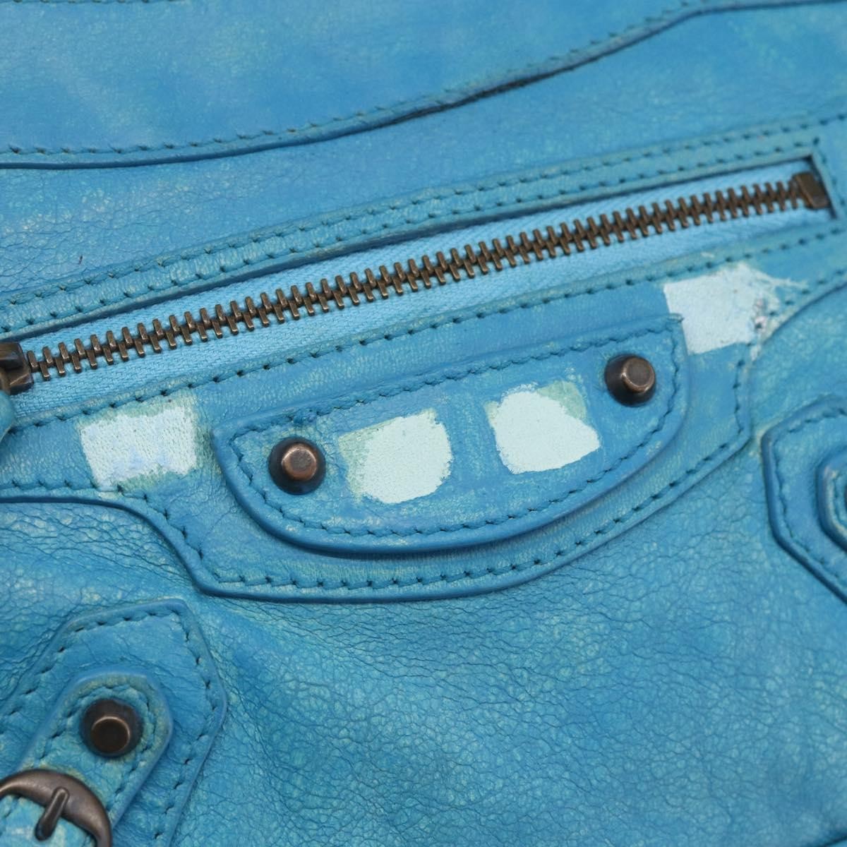 Balenciaga BALENCIAGA The Shoulder Shoulder Bag Leather Blue 138226 Authentic 149200