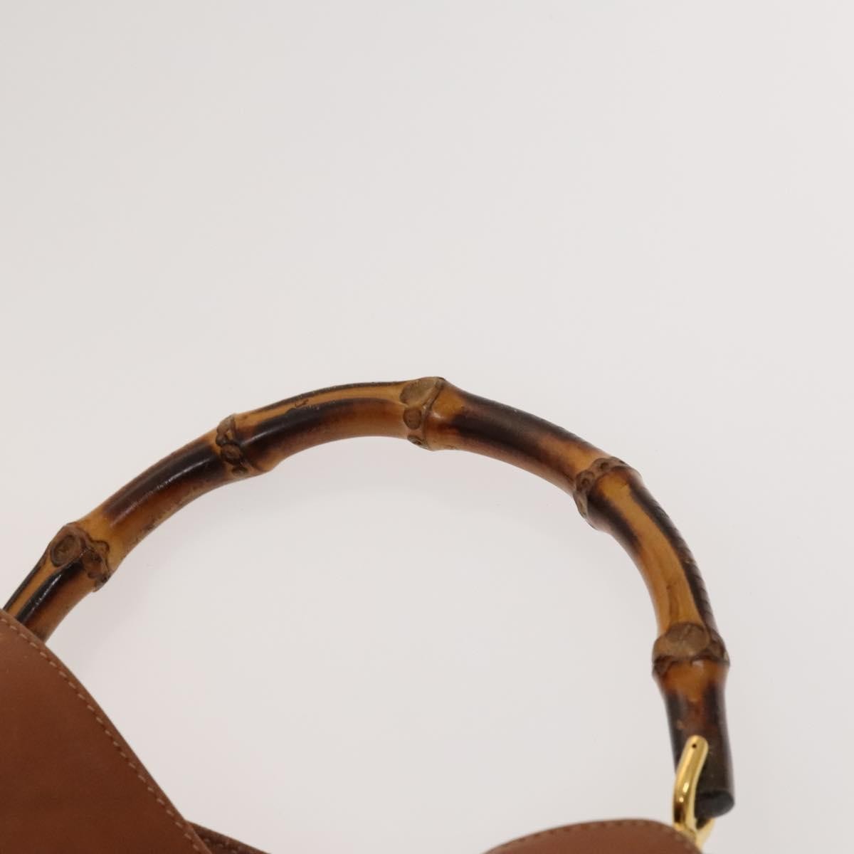 Gucci GUCCI Bamboo Hand Bag Leather 2way Brown Gold 001 3444 1638 Authentic th5971