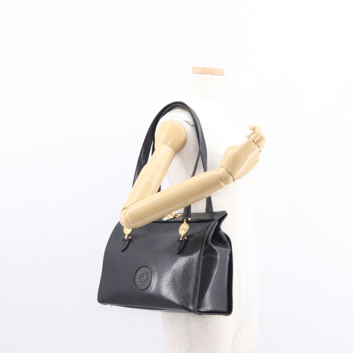 Versace VERSACE Tote Bag Leather Black Gold Authentic BA8013