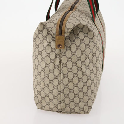 Gucci GUCCI GG Plus Supreme Web Sherry Line Boston Bag PVC Beige Authentic 173664