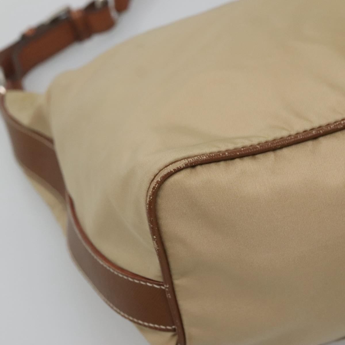 Prada PRADA Shoulder Bag Nylon Beige Silver Authentic 120393
