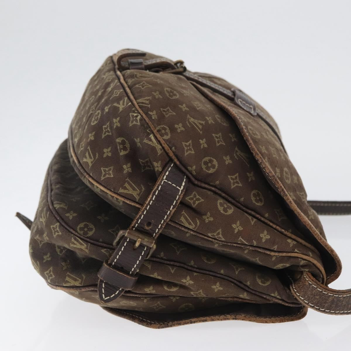 Louis Vuitton LOUIS VUITTON Monogram Mini Lin SaumurPM Shoulder Bag Brown M95227 Authentic BSZ306