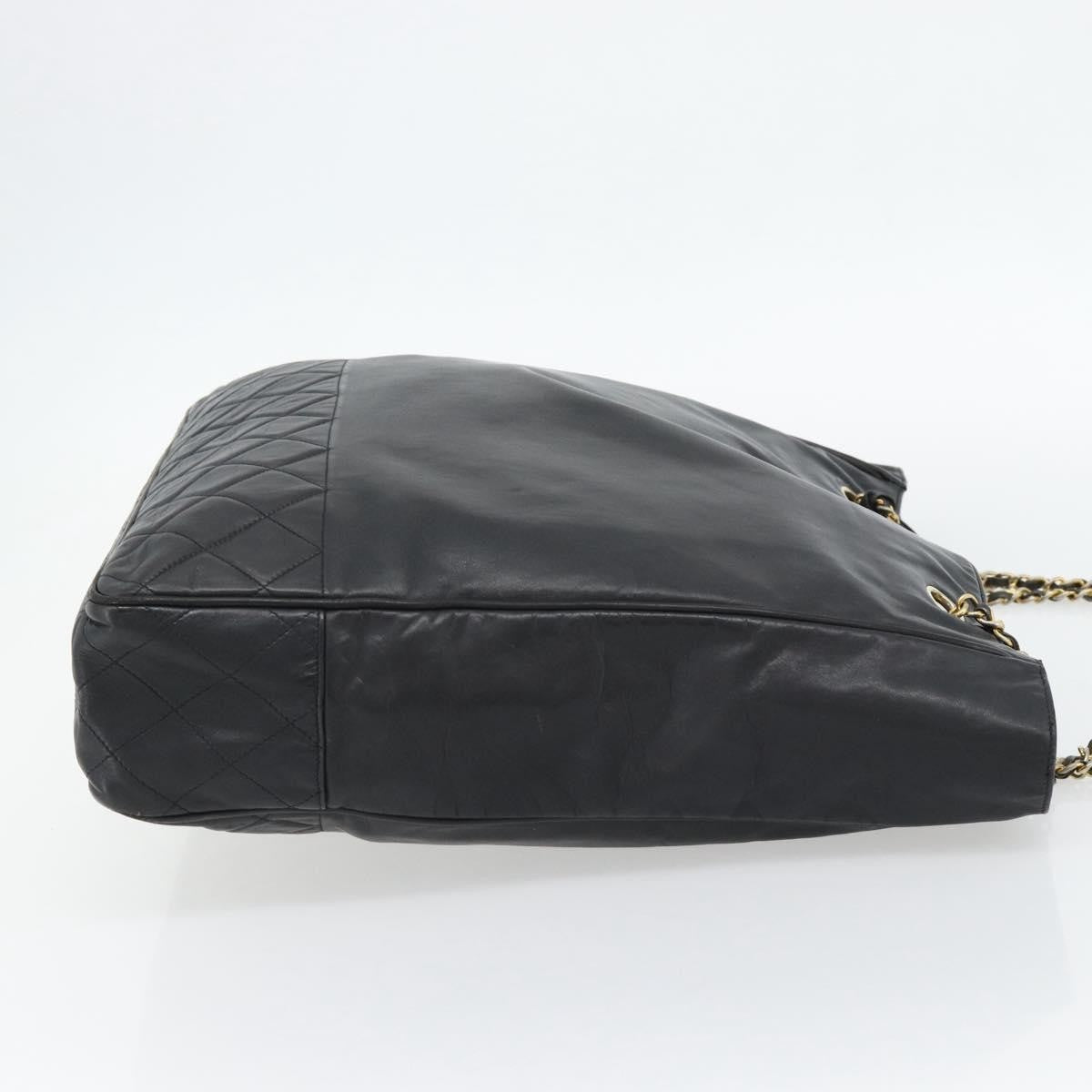 Chanel CHANEL Matelasse Chain Tote Bag Leather Black Gold CC Authentic BA13071