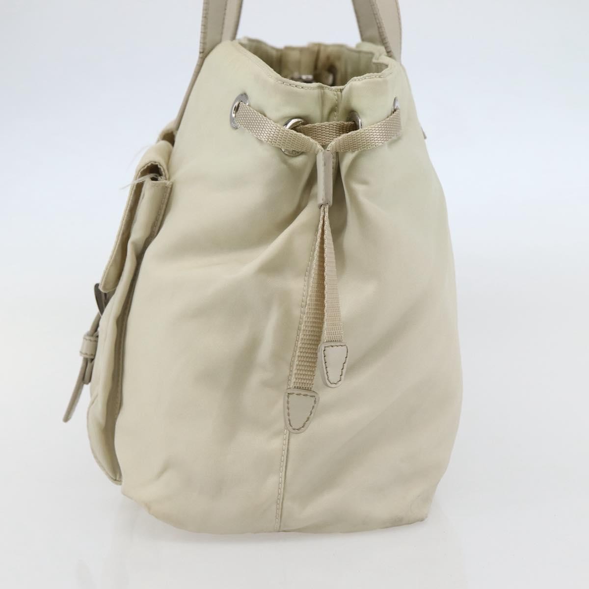 Prada PRADA Tote Bag Nylon Beige Silver Authentic mr1510