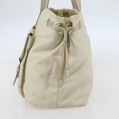 Prada PRADA Tote Bag Nylon Beige Silver Authentic mr1510