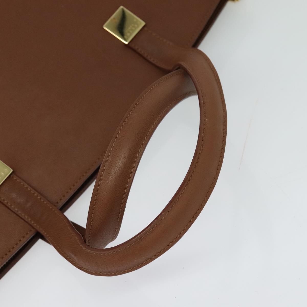 Celine CELINE Hand Bag Leather Brown Gold Authentic bs25822