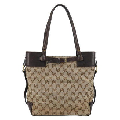 Gucci GUCCI GG Canvas Tote Bag Beige Gold 107757 Authentic ka751