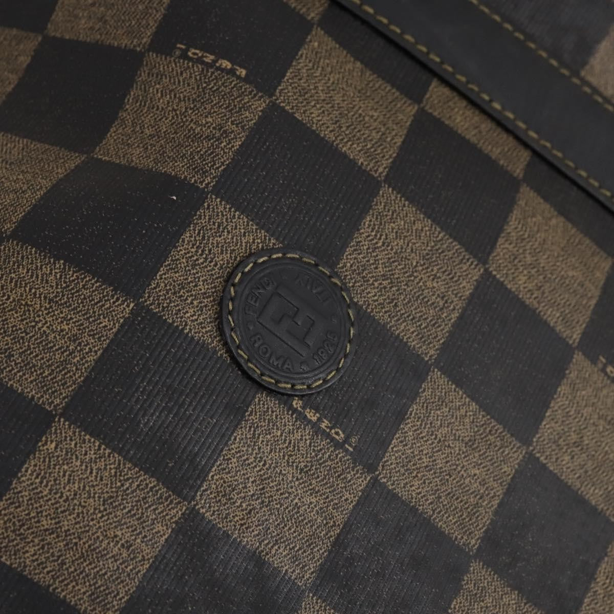 Fendi FENDI Pecan Canvas Boston Bag PVC 2way Black Brown Authentic 141408
