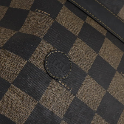 Fendi FENDI Pecan Canvas Boston Bag PVC 2way Black Brown Authentic 141408